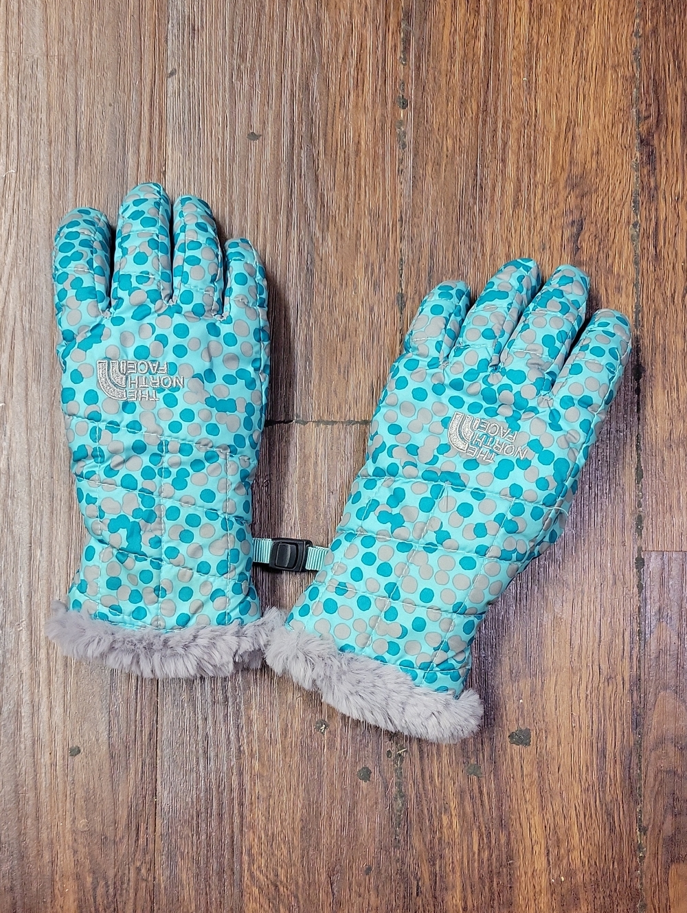 The North Face Kids Teal Polka Dot Insulated Gloves